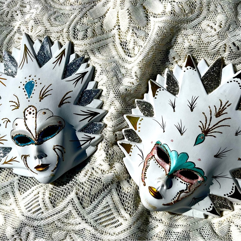 Set of two decorative masquerade masks